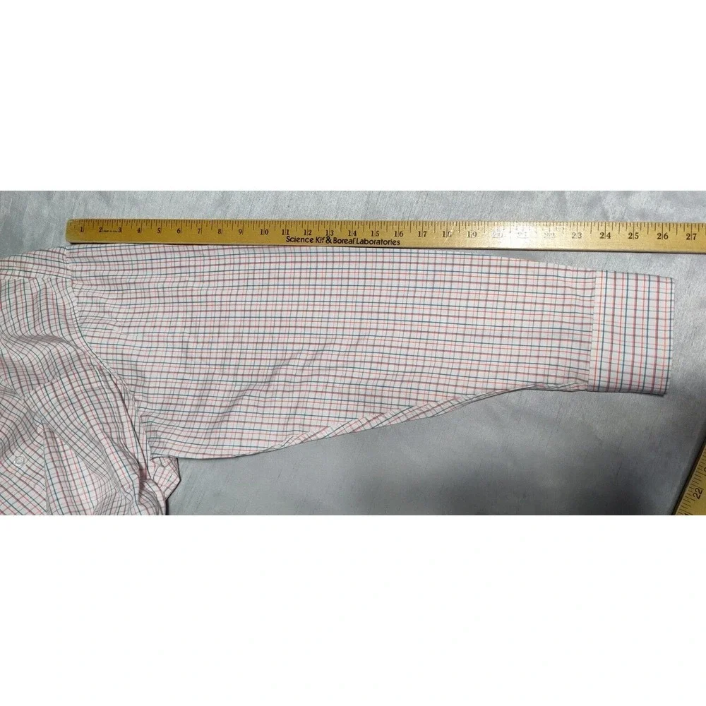 TOMMY BAHAMA ISLAND ZONE Men XL Teal‎ Orange Windowpane Pima Cotton Shirt EUC